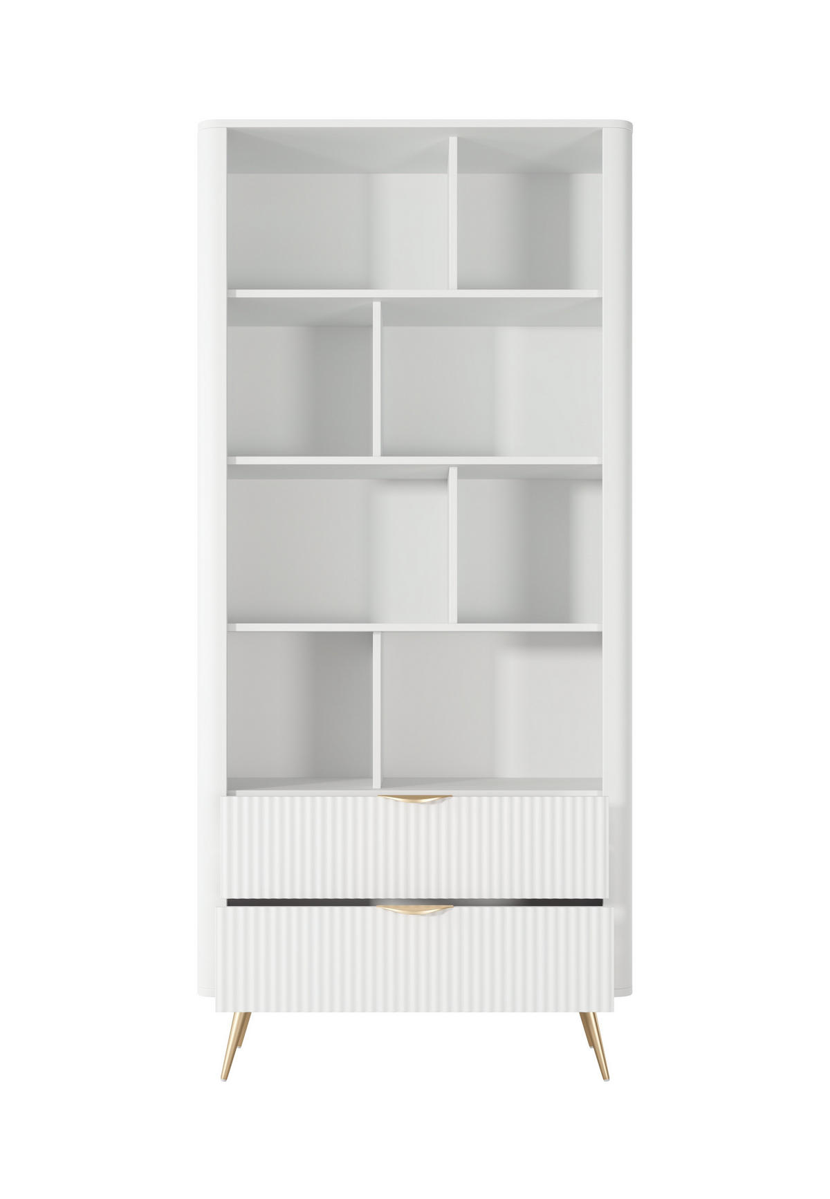 REGAL Lante Weiß, mit Schubladen, Goldene Beine - Goldfarben/Weiß, Holzwerkstoff (88/194/38cm) - Bettso