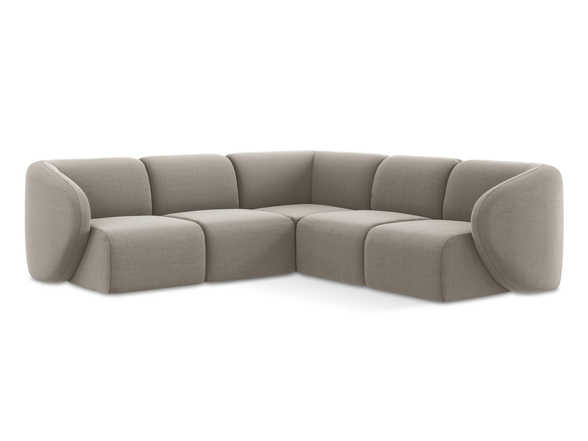 ECKSOFA Samt Stoff Grau - Taupe/Schwarz, Holzwerkstoff/Kunststoff (251/251cm) - Makamii