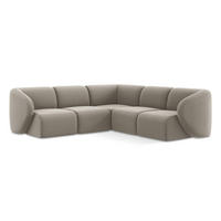 ECKSOFA Samt Stoff Grau - Taupe/Schwarz, Holzwerkstoff/Kunststoff (251/251cm) - Makamii