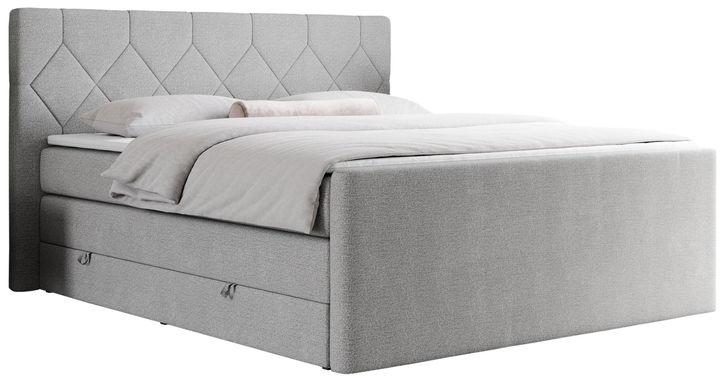 BOXSPRINGBETT KING EIGAR 160/200 Hellgrau Struktur - H3 - Hellgrau, Holz/Textil (160/200cm) - MKS