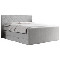 BOXSPRINGBETT KING EIGAR 160/200 Hellgrau Struktur - H3 - Hellgrau, Holz/Textil (160/200cm) - MKS