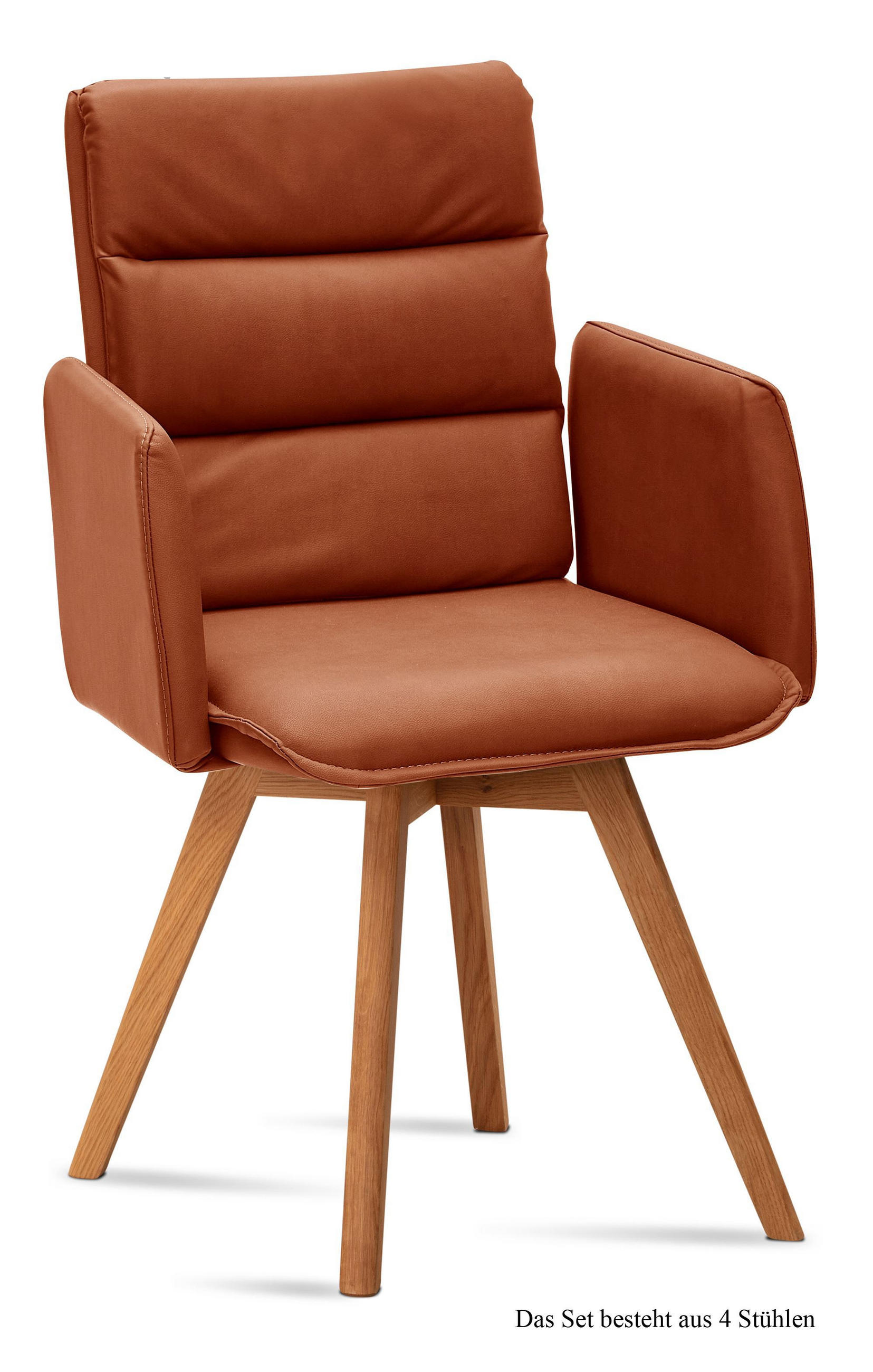 ARMLEHNSTUHL (4er-Set) Dodie 52x92x60 Eiche geölt/Cognac - Cognac/Eichefarben, Kunststoff (60/92/52cm) - 58aufmkessel