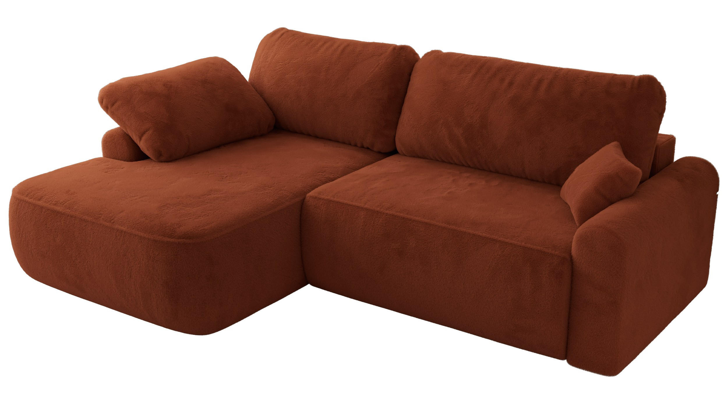 ECKSCHLAFSOFA CUBO L Orange Plüsch - links - Schwarz/Orange, Kunststoff/Textil (273/187cm) - MKS