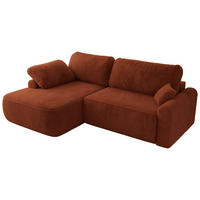 ECKSCHLAFSOFA CUBO L Orange Plüsch - links - Schwarz/Orange, Kunststoff/Textil (273/187cm) - MKS