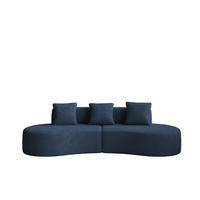 ECKSOFA Samtbezug inklusive Zierkissen 277/103/68 cm Blau - Blau, Textil (103/277cm) - Redom