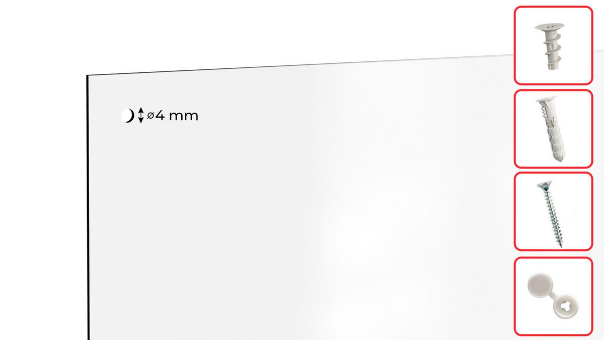 MAGNETPLATTE rahmenloses SLIMboard - Magnetisches trocken abwischbares Whiteboard 120x60 cm - Weiß, Metall (120/60/0.3cm) - ALLboards