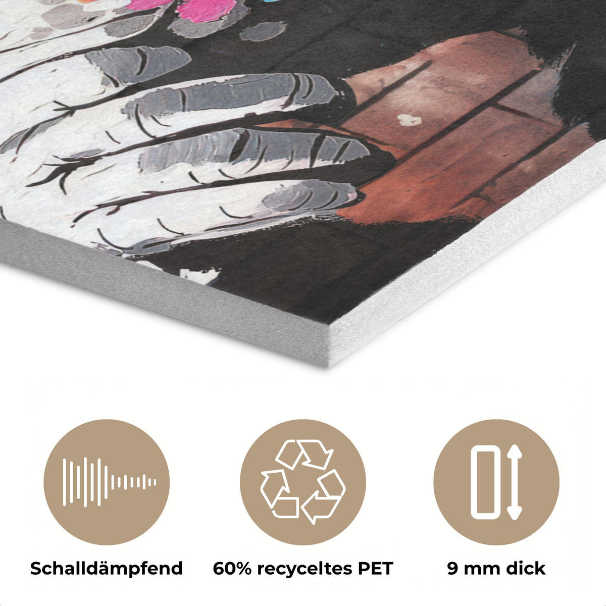 AKUSTIKBILD Affe - Graffiti - Musik Wanddeko 60x90 cm - Multicolor, Kunststoff (60/90/0.9cm) - MuchoWow