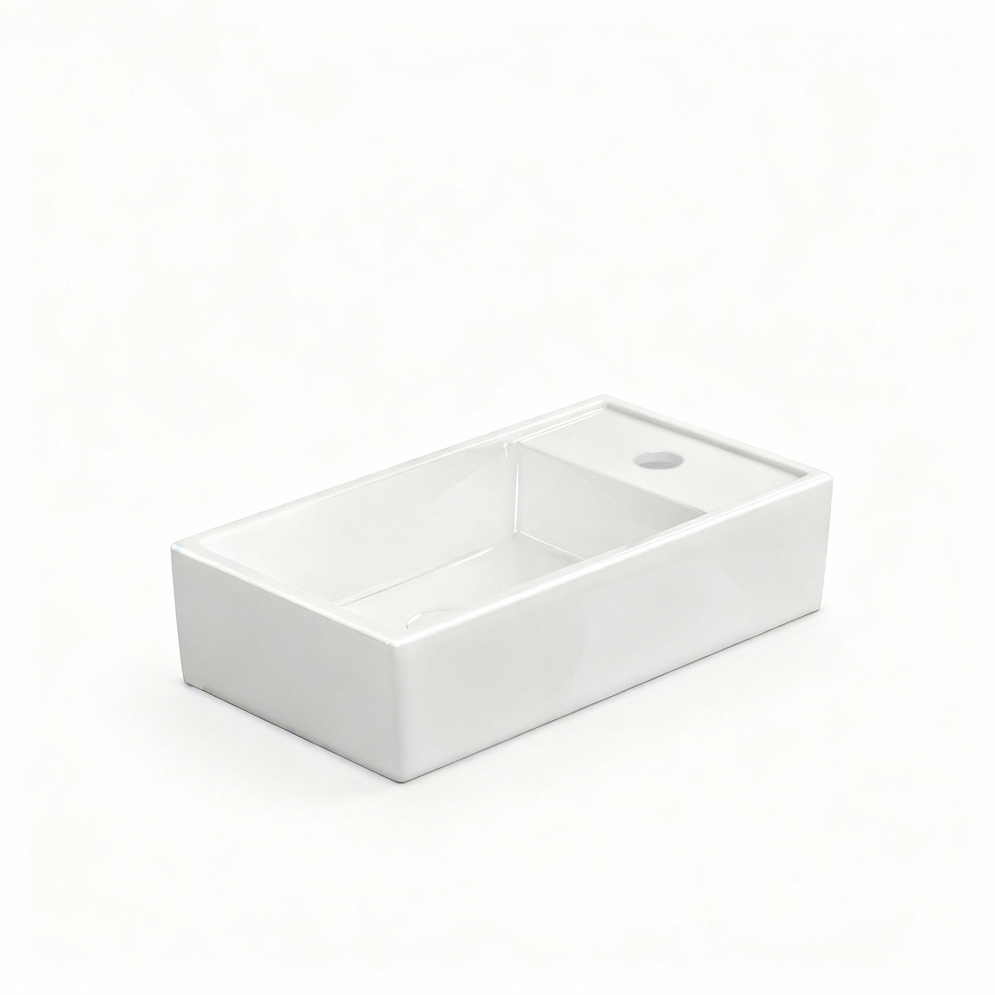 WASCHBECKEN Keramik Aufsatzbecken 41 / 22 / 10 cm - Weiß, Keramik (22/10/41cm) - EMKE
