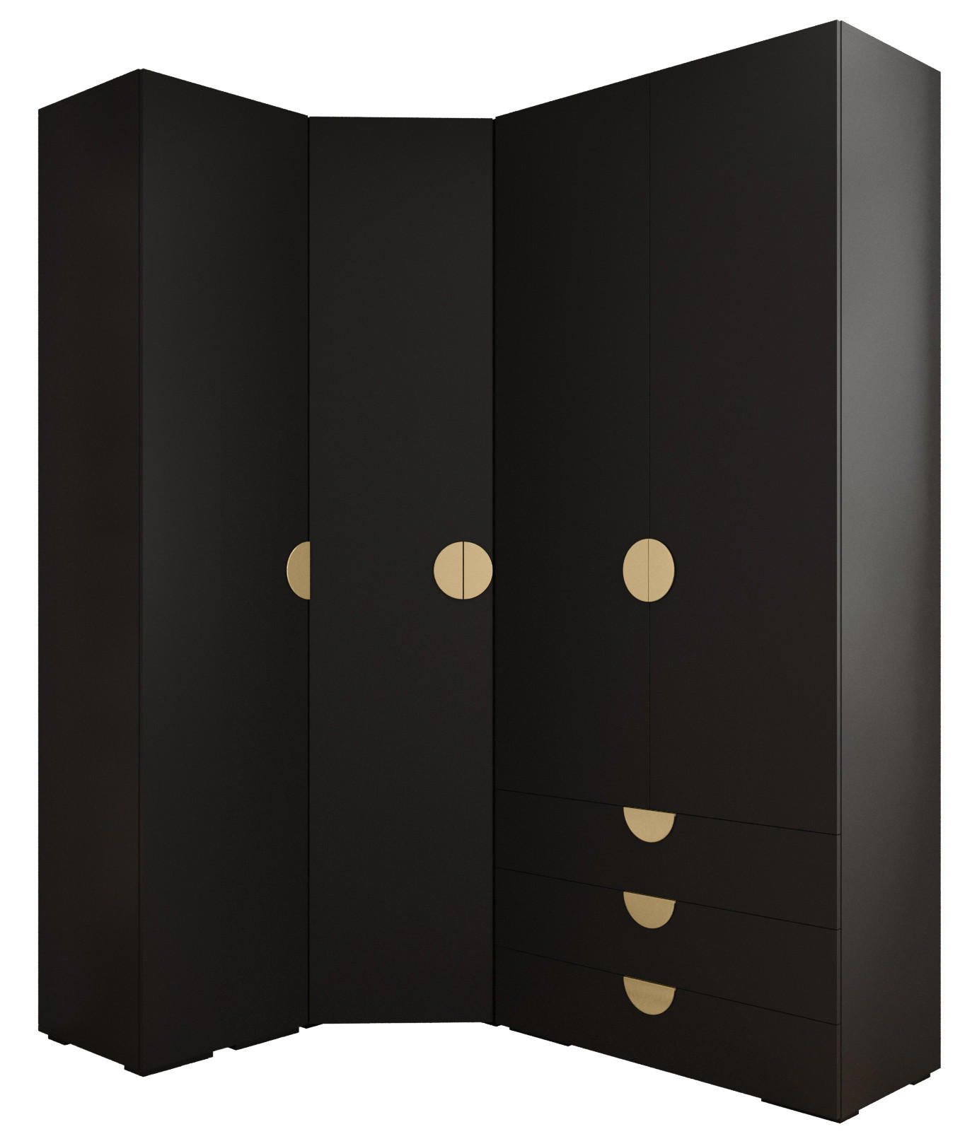 Abiks Möbel Garderoben-Set Schwarz, Gold 181.7x236.7x47 cm