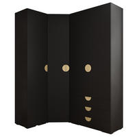 GARDEROBEN-SET 236,7/181,7/47 - Goldfarben/Schwarz, Holz/Kunststoff (181.7/236.7/47cm) - Abiks Möbel