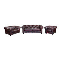 COUCHGARNITUR mit Sessel - 6 Personen - Leder - Bordeaux - BRENTON - Bordeaux, Leder (201/73/96cm) - Vente-Unique