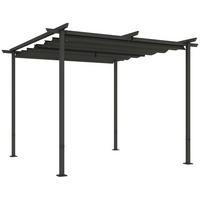 3 x 3 m Garten-Pergola mit verstellbarem Dach, Metallrahmen, UPF30+ Schutz, Sonnendach für Veranda, Terrasse, Dunkelgrau - Dunkelgrau, Metall (300/227/300cm)