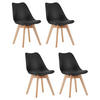 STUHL DOZZA 4-er Set, Schwarz Kissen aus Kunstleder - Schwarz, Holz/Kunststoff (49/82/43cm) - Komodee