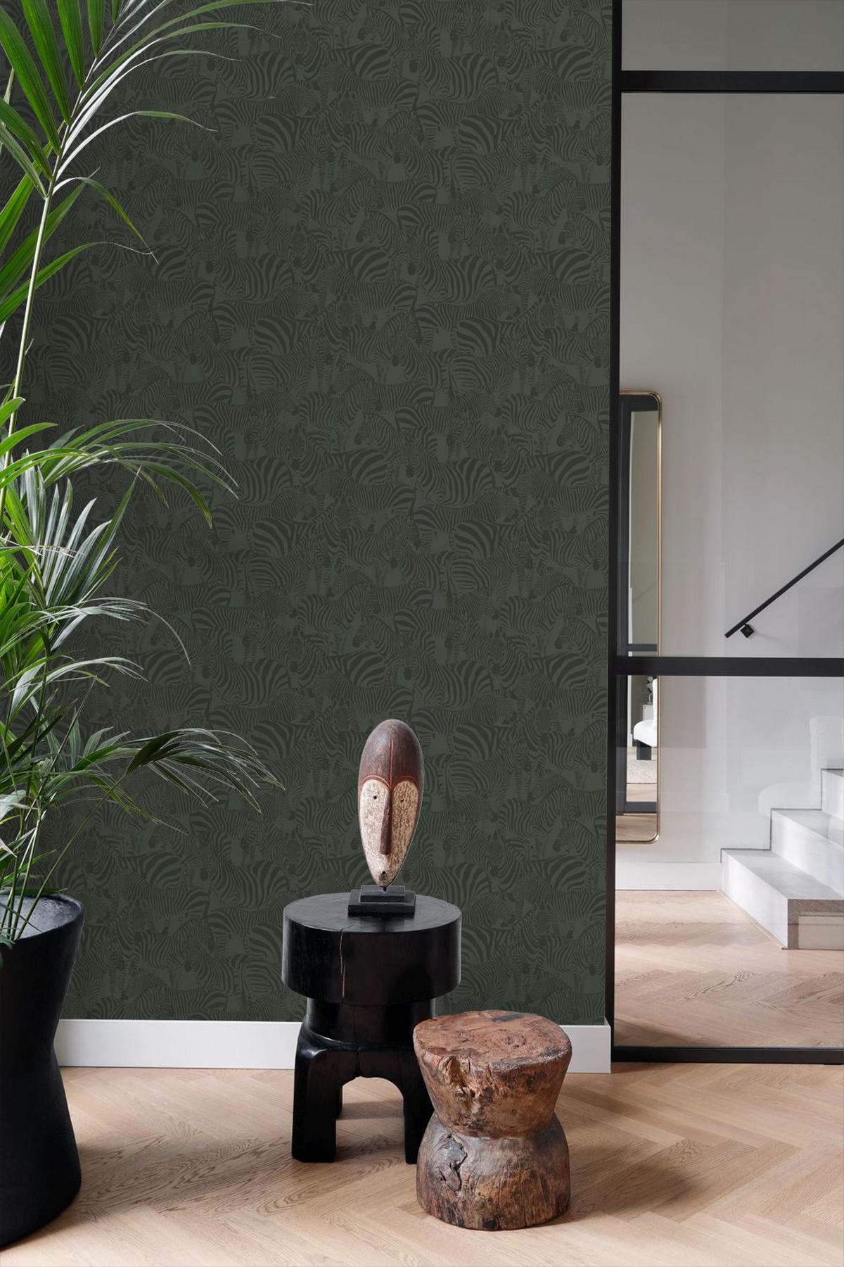 TAPETE Zebras 50 x 900 cm - Grün, Papier (50/900cm) - Origin Wallcoverings