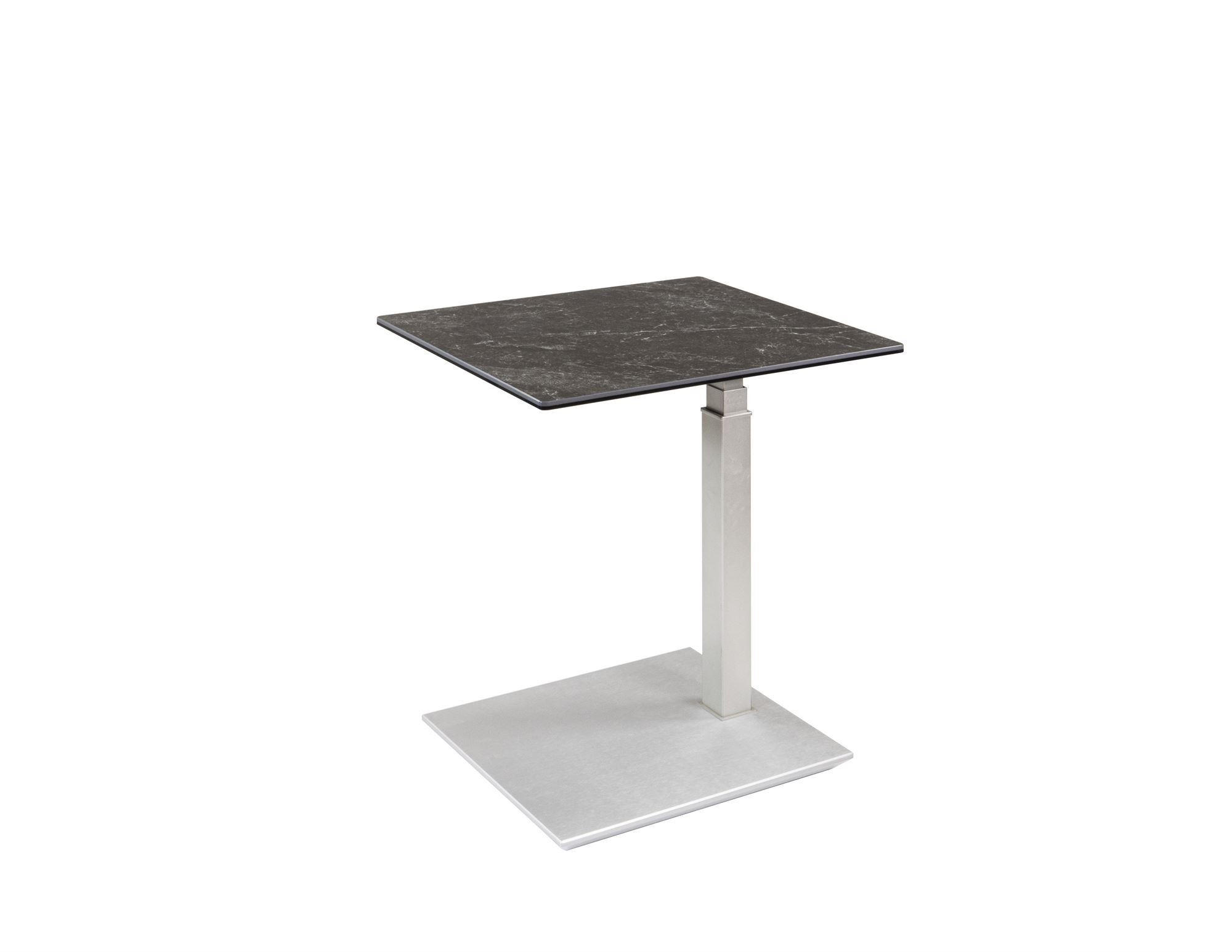 BEISTELLTISCH Chandra 55x47x54 höhenverstellbar Perlsilber/Keramik - Grau, Keramik (55/47/54cm) - 58aufmkessel