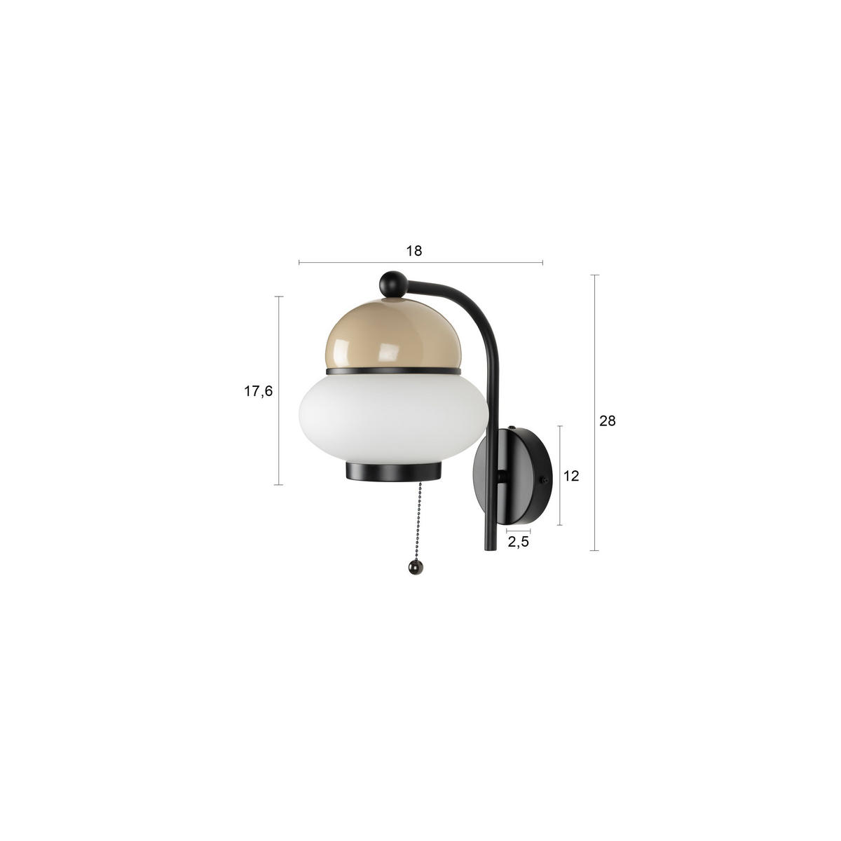 WANDLEUCHTE Bumble Beige - Beige, Metall (18/28/26.5cm) - Zuiver