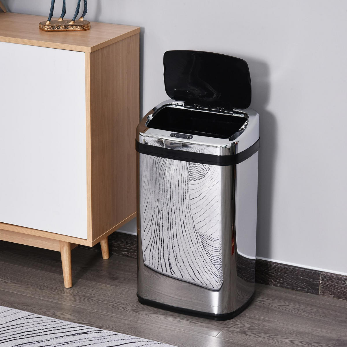 EDELSTAHL Automatik Sensor Mülleimer Abfalleimer IR Sensor viereckig 30L - Multicolor, Kunststoff (25/58/33cm) - HOMCOM