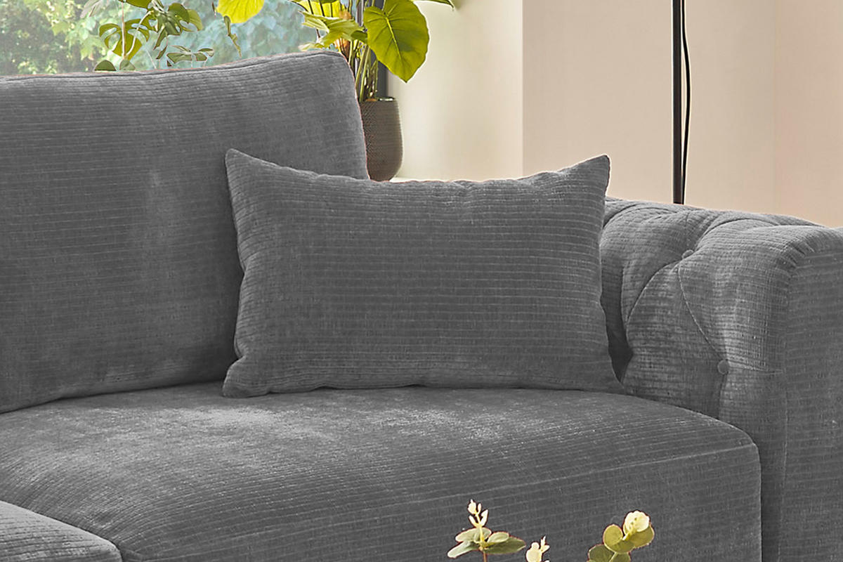 SPITZKISSEN RECHTECKIG SEPHI Cord - Grau, Textil (60/60cm) - KAWOLA