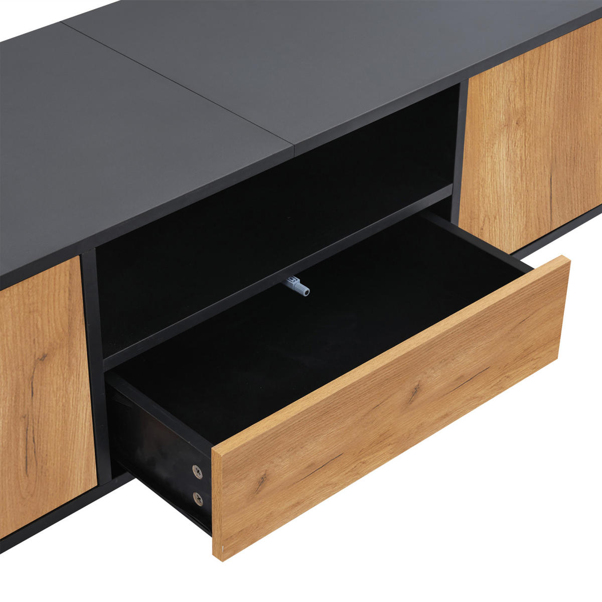 TV-LOWBOARD mit 1 Schublade und 2 Türen, Moderne minimalistische, Stützbeinen aus Massivholz, 180 x 40 x 46 cm - Multicolor, Holz/Metall (40/46/180cm) - GENKI LIVING