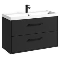 BADMÖBEL-SET Florence 2 Teile Matt Schwarz - 80 x 35 x 51 cm - Schwarz, Holz (80/55/40cm) - Badplaats
