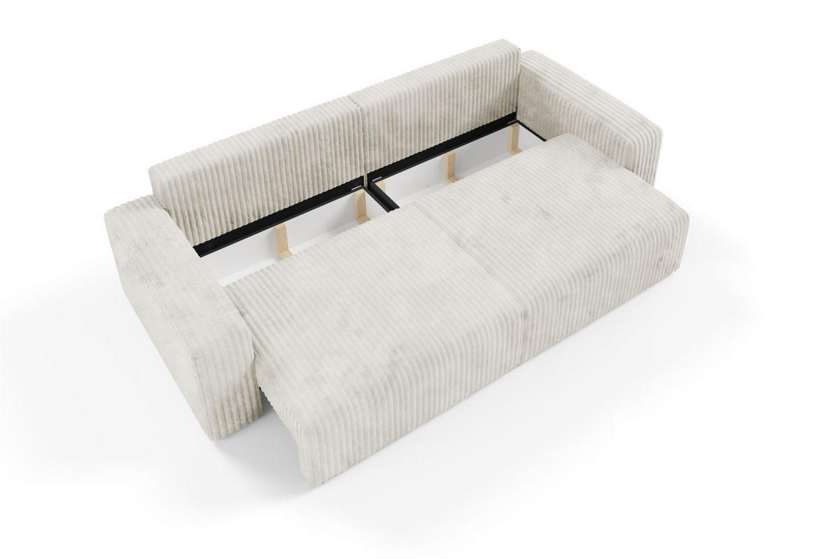 SCHLAFSOFA Natalia - Creme, Holzwerkstoff/Textil (252/85/105cm) - Fun Möbel