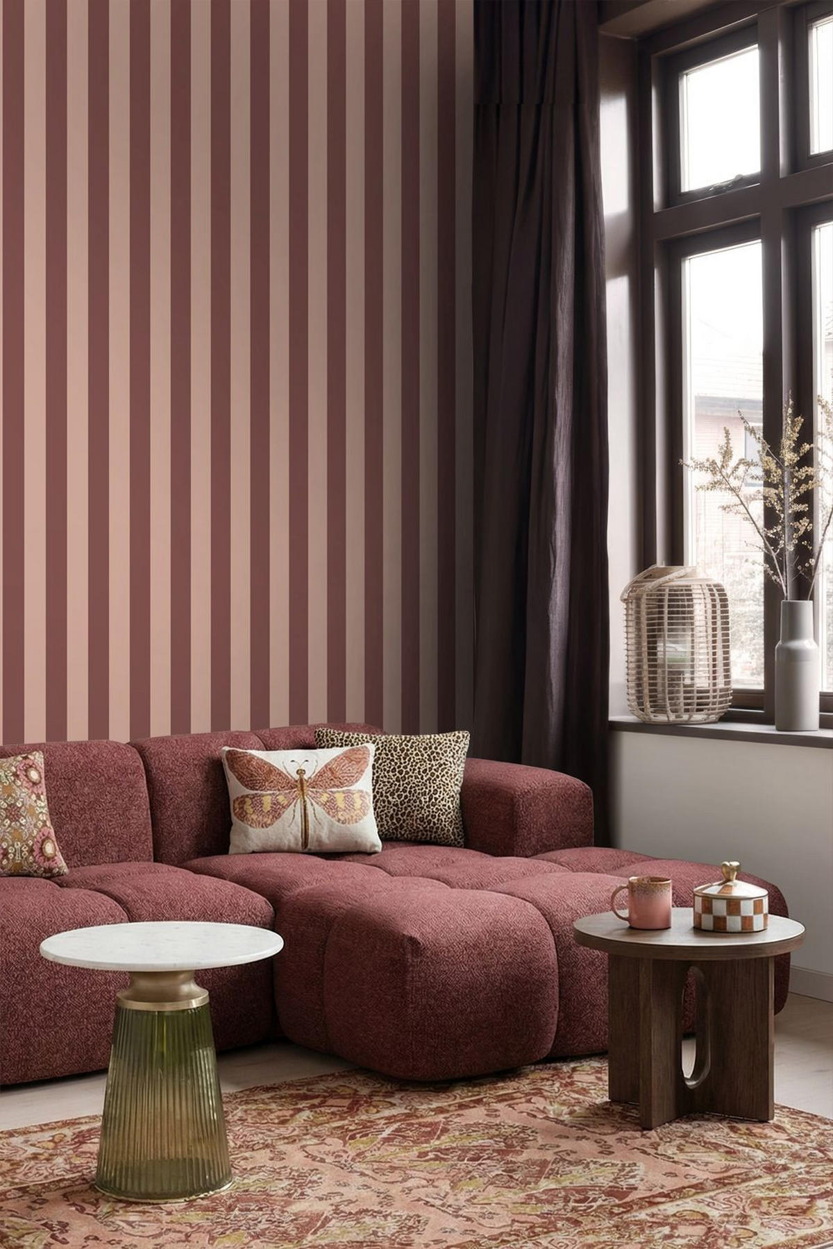 TAPETE Streifenmuster 0.53 x 10.05 m - Rot, Papier (53/1000cm) - ESTAhome