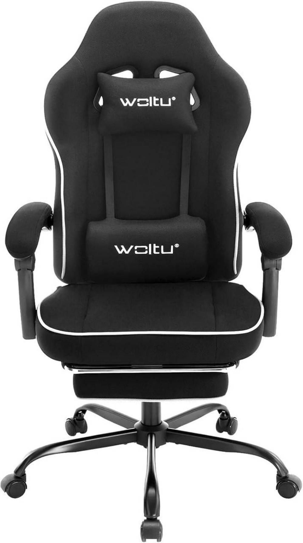 GAMINGSTUHL Drehstuhl, Netzstoff, Schwarz - Schwarz, Kunststoff/Textil (63.5/117.5/60cm) - Woltu