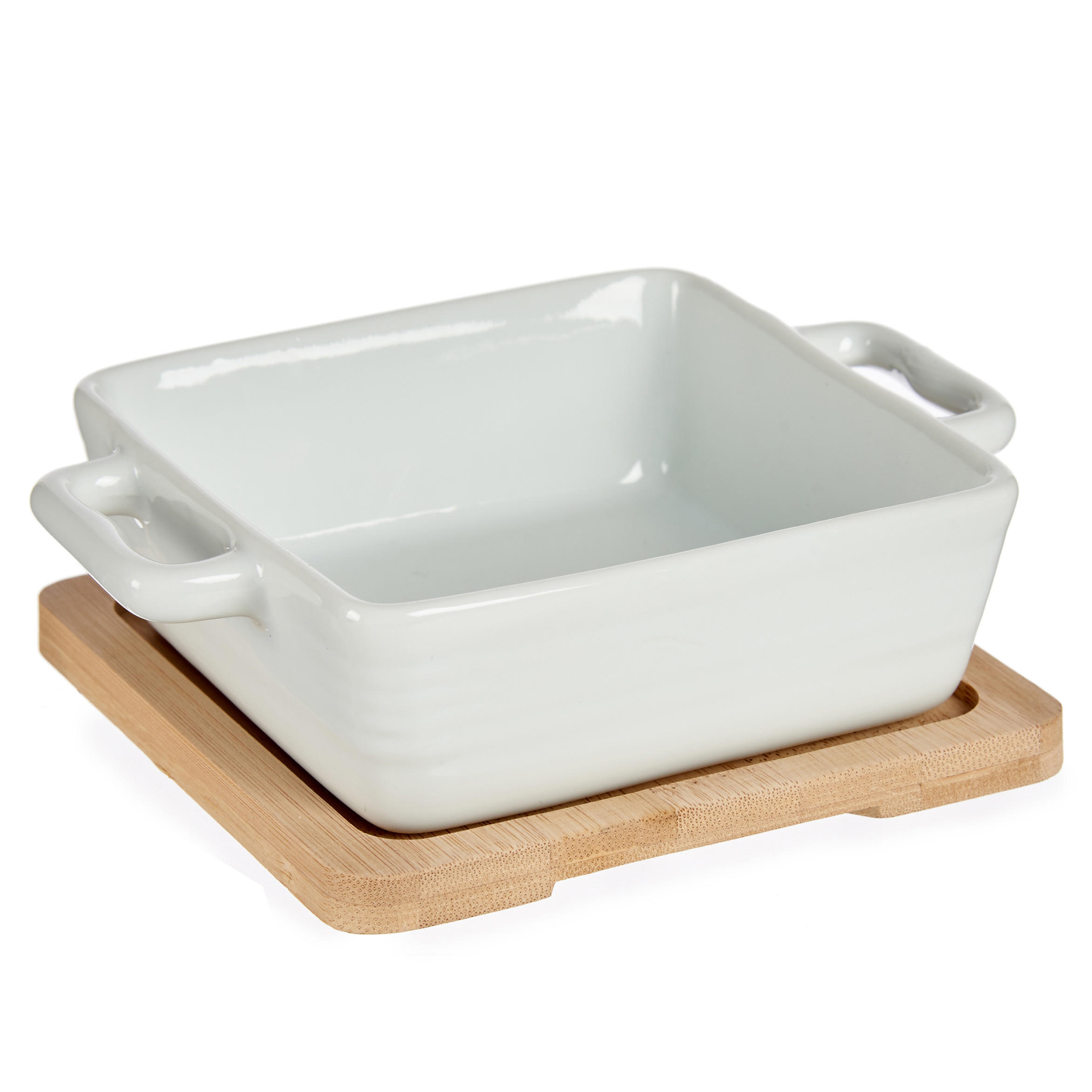 AUFLAUFFORM Atena 300 ml auf Bambus-Tablett - Weiß, Keramik (17.5/6/13cm) - Vessia