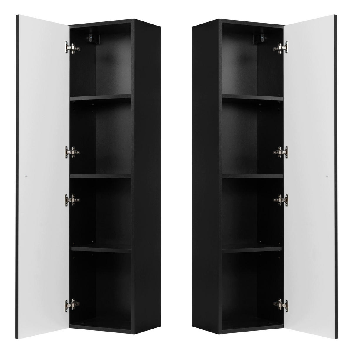 HOCHSCHRANK BELLO hängend geriffelt Schwarz matt 35/136/27 cm - Schwarz, Holzwerkstoff/Metall (35/136/27.2cm) - Rodan