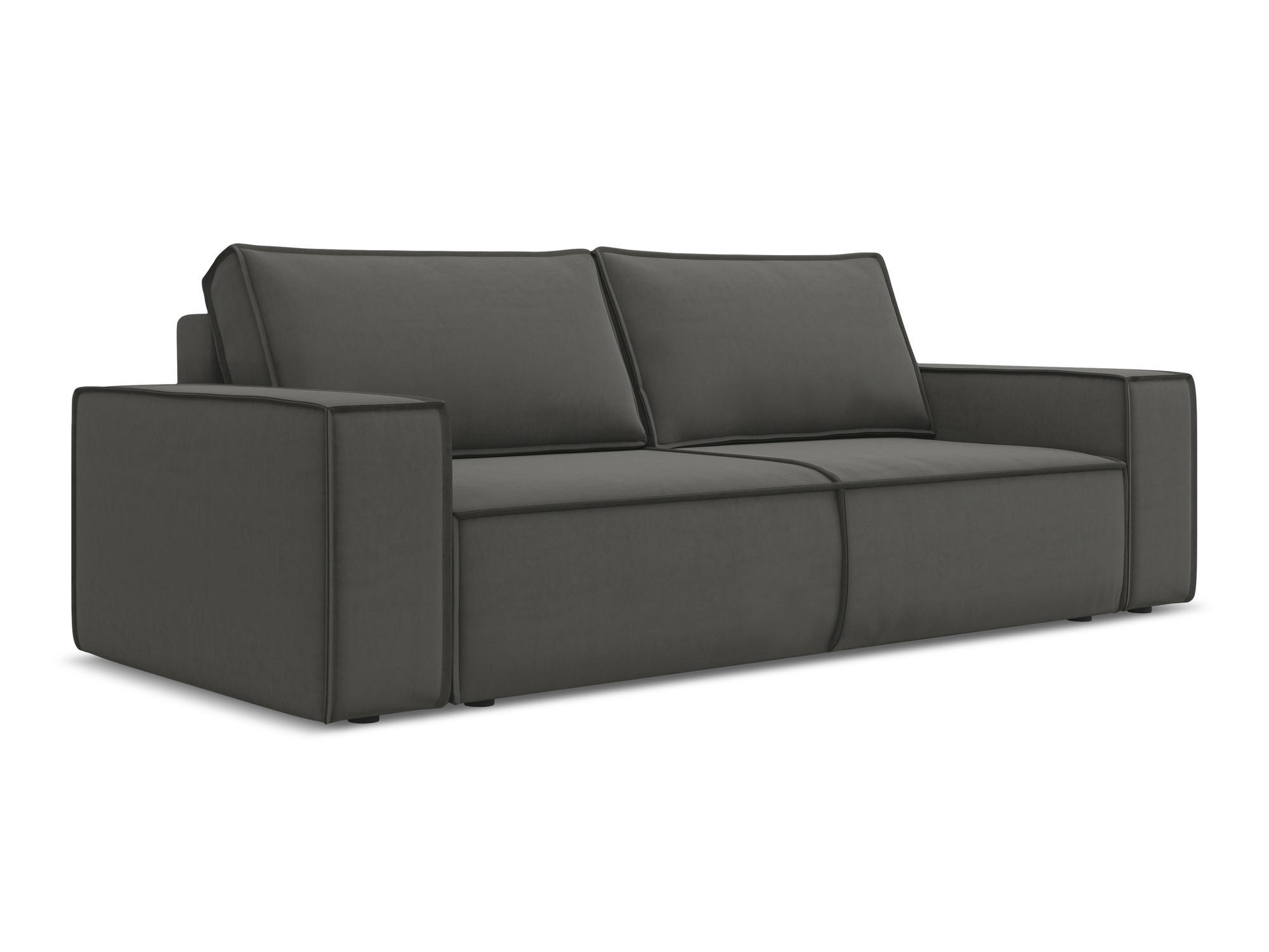 3-SITZER SOFA mit Schlaffunktion Samt Stoff Grau - Dunkelgrau/Schwarz, Kunststoff/Textil (255/85/105cm) - Makamii