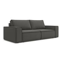 3-SITZER SOFA mit Schlaffunktion Samt Stoff Grau - Dunkelgrau/Schwarz, Kunststoff/Textil (255/85/105cm) - Makamii