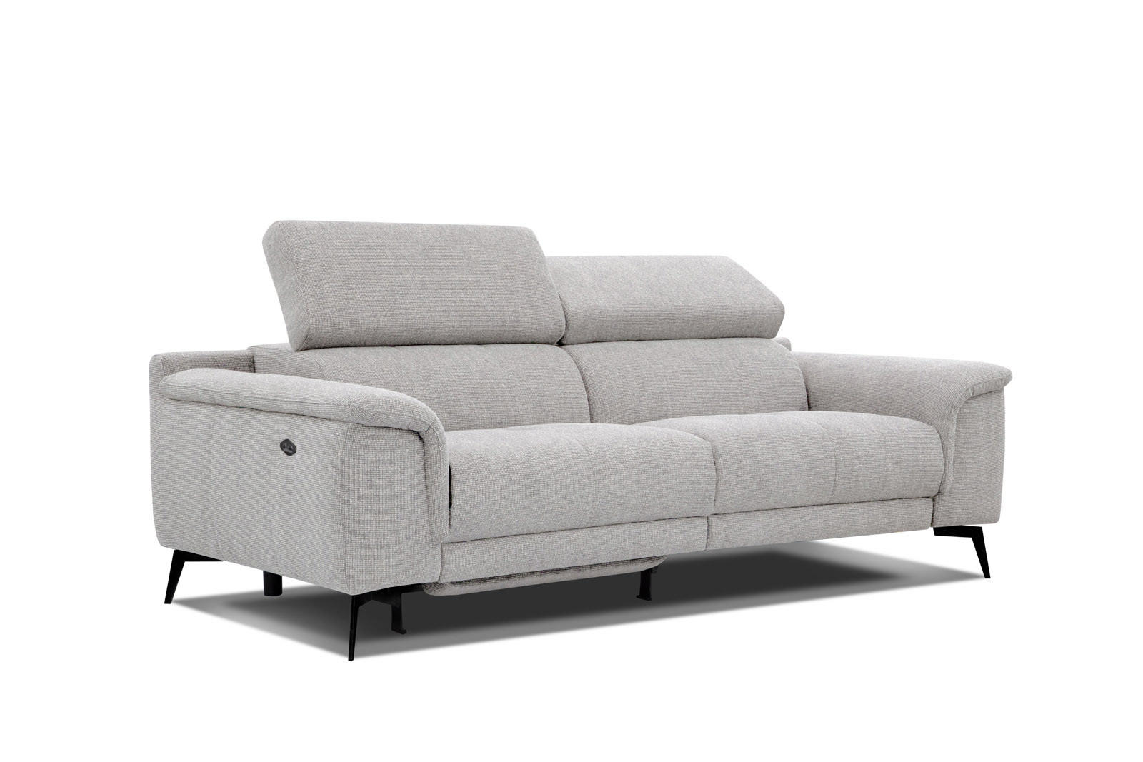 RELAXSOFA FIERO 3-Sitzer mit 1 Relaxfunktion, hellgrau - Hellgrau/Schwarz, Holzwerkstoff/Textil (212/82/103cm) - Courtois Laville