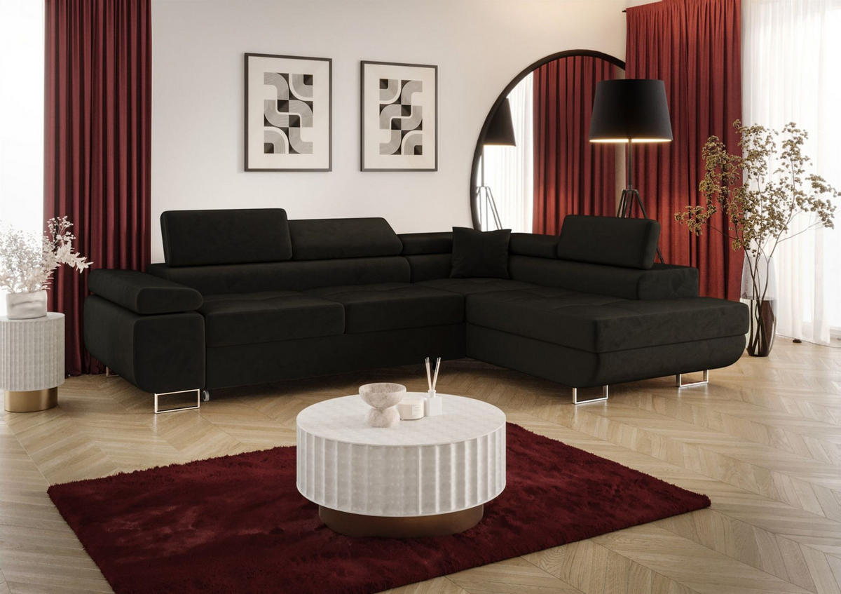ECKSOFA Monaro Mit Schlaffunktion - Anthrazit, Holzwerkstoff/Textil (275/202cm) - Fun Möbel
