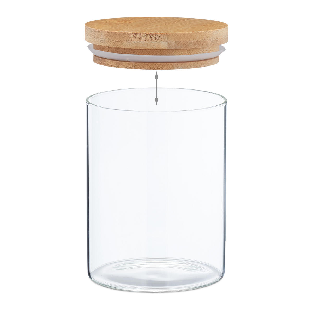 3XVORRATSGLAS - Transparent, Glas/Holz (10/13/10cm) - Relaxdays