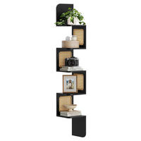 ECKREGAL 5 Ebenen Wand-Schweberegal zur Montage - Schwarz, Holz (20/126/20cm) - Kaket