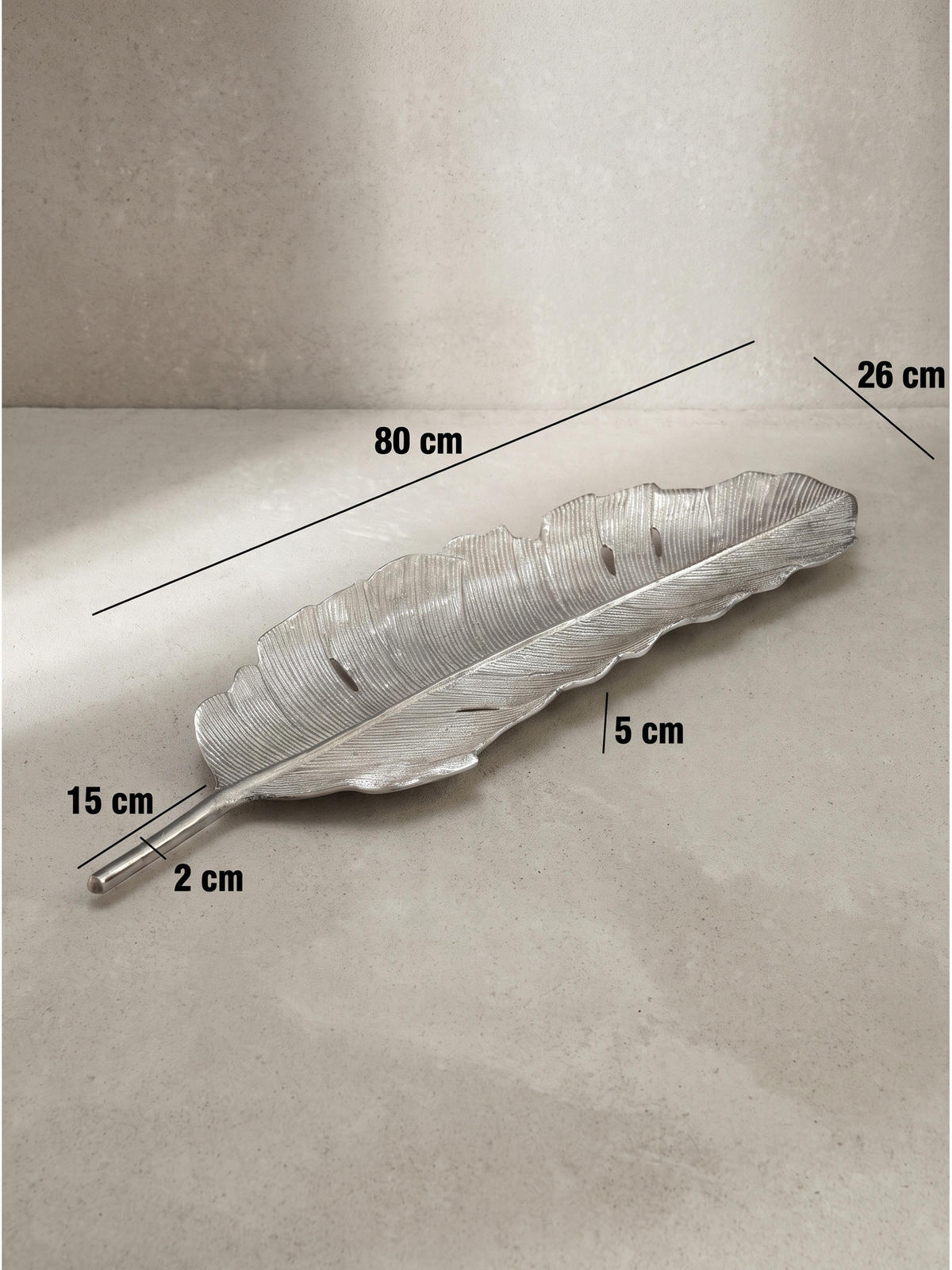 DEKOSCHALE SUBIACO, Aluminium, handgefertigt, Silber, 80 x 26 x 5 cm - Silberfarben, Metall (5cm) - KADIMA DESIGN