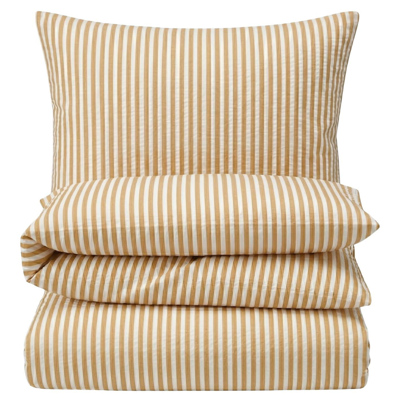 SEERSUCKER-BETTWÄSCHE 135x200 gestreift Sommer Bettbezug Bügelfrei aus 100% Baumwolle, Bettbezüge Streifen Muster Creme - Creme, Textil (135/200cm) - Carpe Sonno