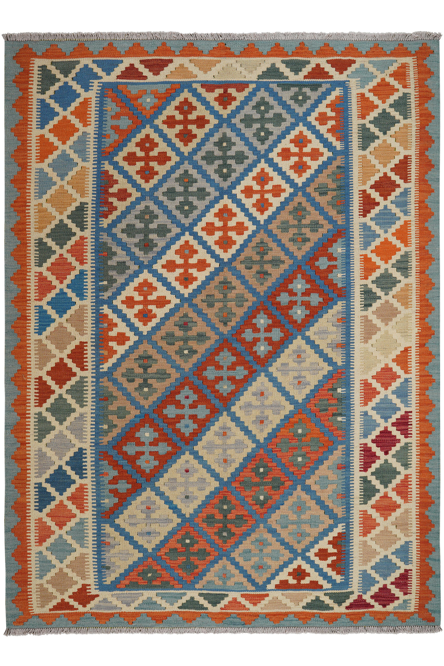 HANDWEBTEPPICH Kelim Gashgai Blau 213/157 cm Schurwolle - Blau, Textil (157/213cm) - Looma