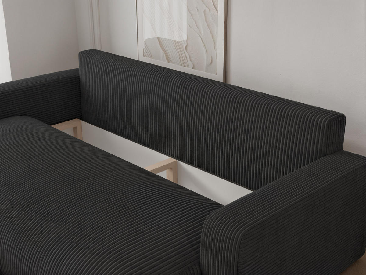 SOFA mit Schlaffunktion, Schwarz - Schwarz, Holzwerkstoff (246/79/93cm) - Idohome