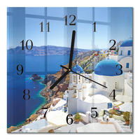 WANDUHR 30x30 cm - Santorini - Blau, Glas (30/30/0.4cm) - TULUP