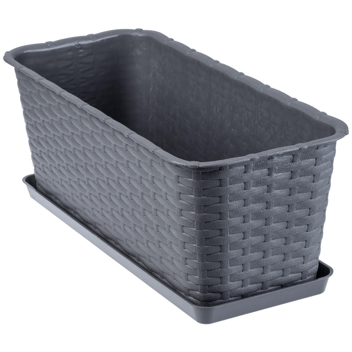 BALKONKASTEN mit Untersetzer 40 cm, Graphit - Graphitfarben, Kunststoff (17/40cm) - KADAX