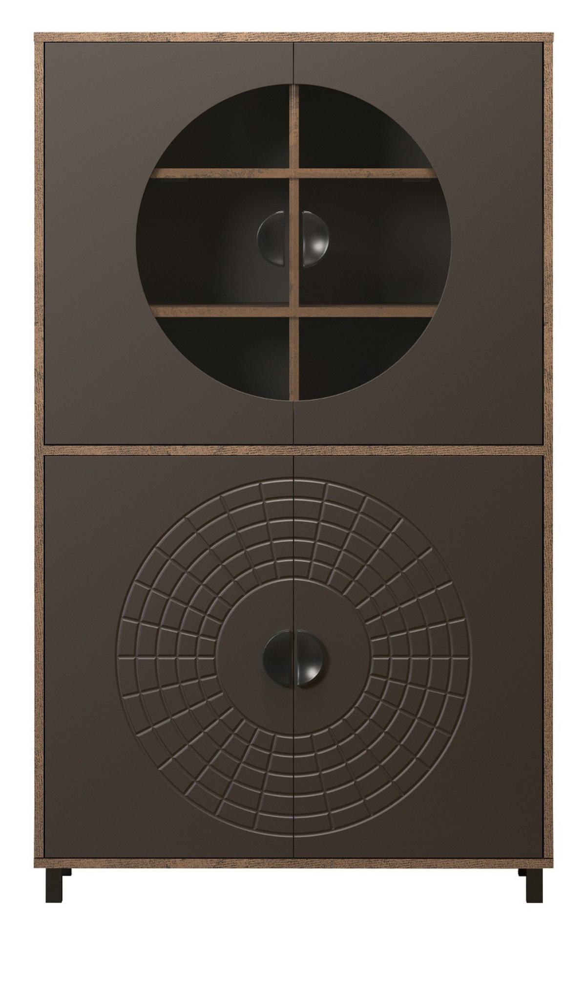 VITRINE Bronze und Rostoptik 97 x 163 cm, Highboard mit Soft-Close - Rostfarben/Schwarz, Glas/Holzwerkstoff (97/163/42cm) - Top.Furn