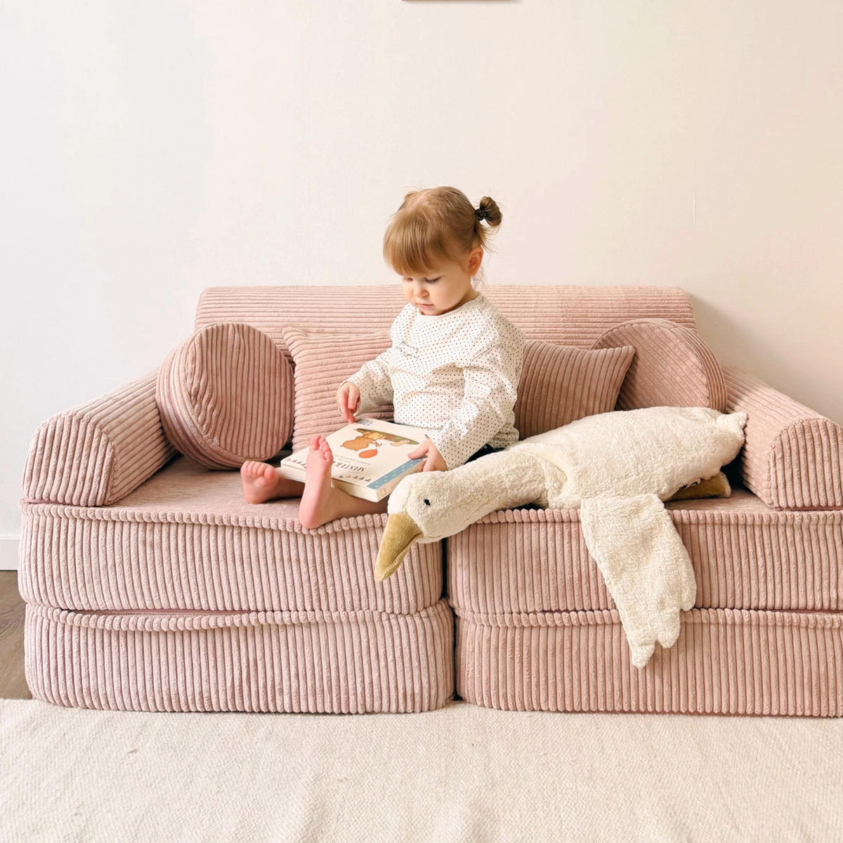 KINDERSOFA AESTHETIC 120 cm Cord Rosa 10 Stk - Rosa, Textil (60/12.5/120cm) - MeowBaby