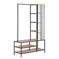 GARDEROBE mit Spiegel - Eiche Dekor / Schwarz - Eichefarben/Schwarz, Holzwerkstoff/Metall (110/177/40cm) - home24