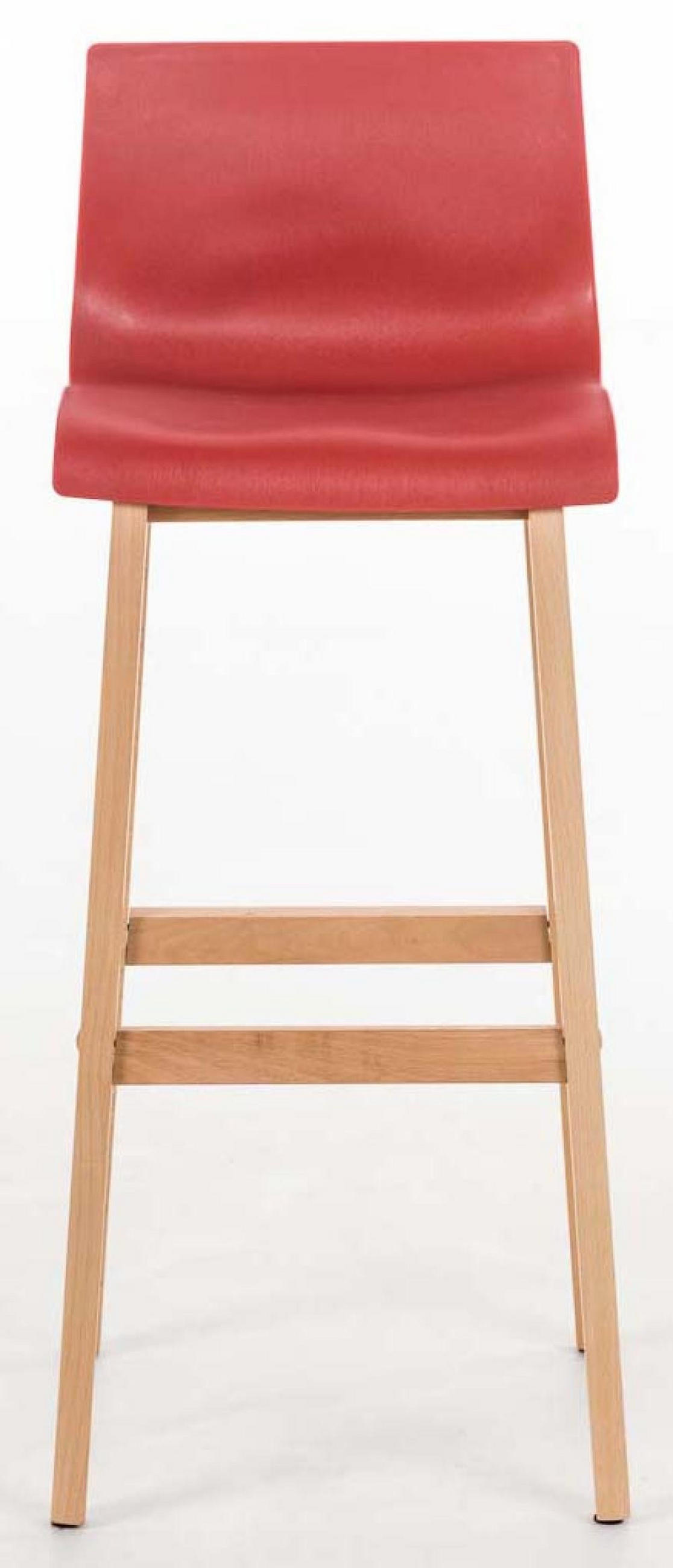 BARHOCKER 2er Set Holz rot - Eukalyptusholzfarben/Rot, Holz (41/101/46cm) - CLP