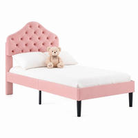 BETT mit verstellbarem Kopfteil 90x200 cm Samt Pink - Rosa, Holzwerkstoff (90/200cm) - Meubliv