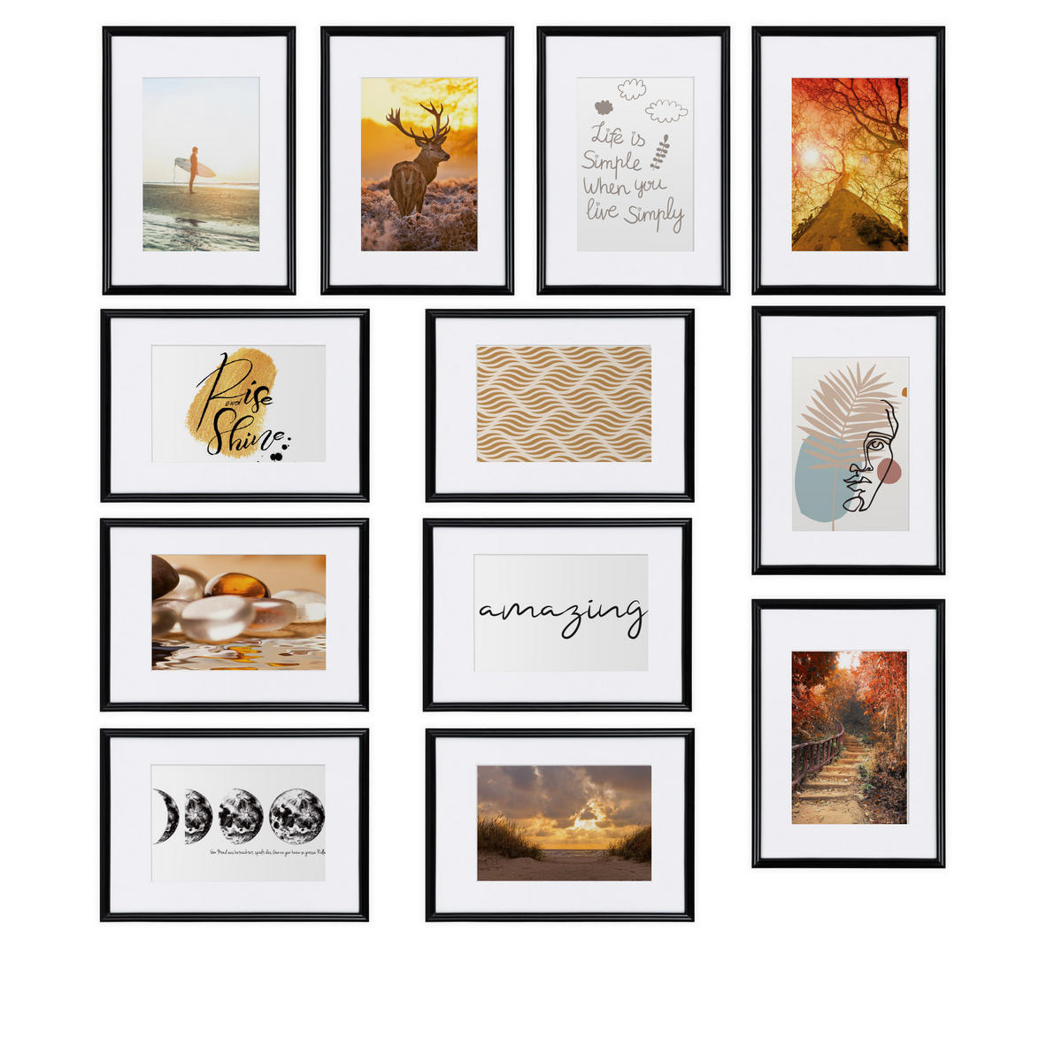 BILDERRAHMEN Sunlight Kunststoff Schwarz (12tlg) - Schwarz, Kunststoff (23/19/24cm) - BoMoe