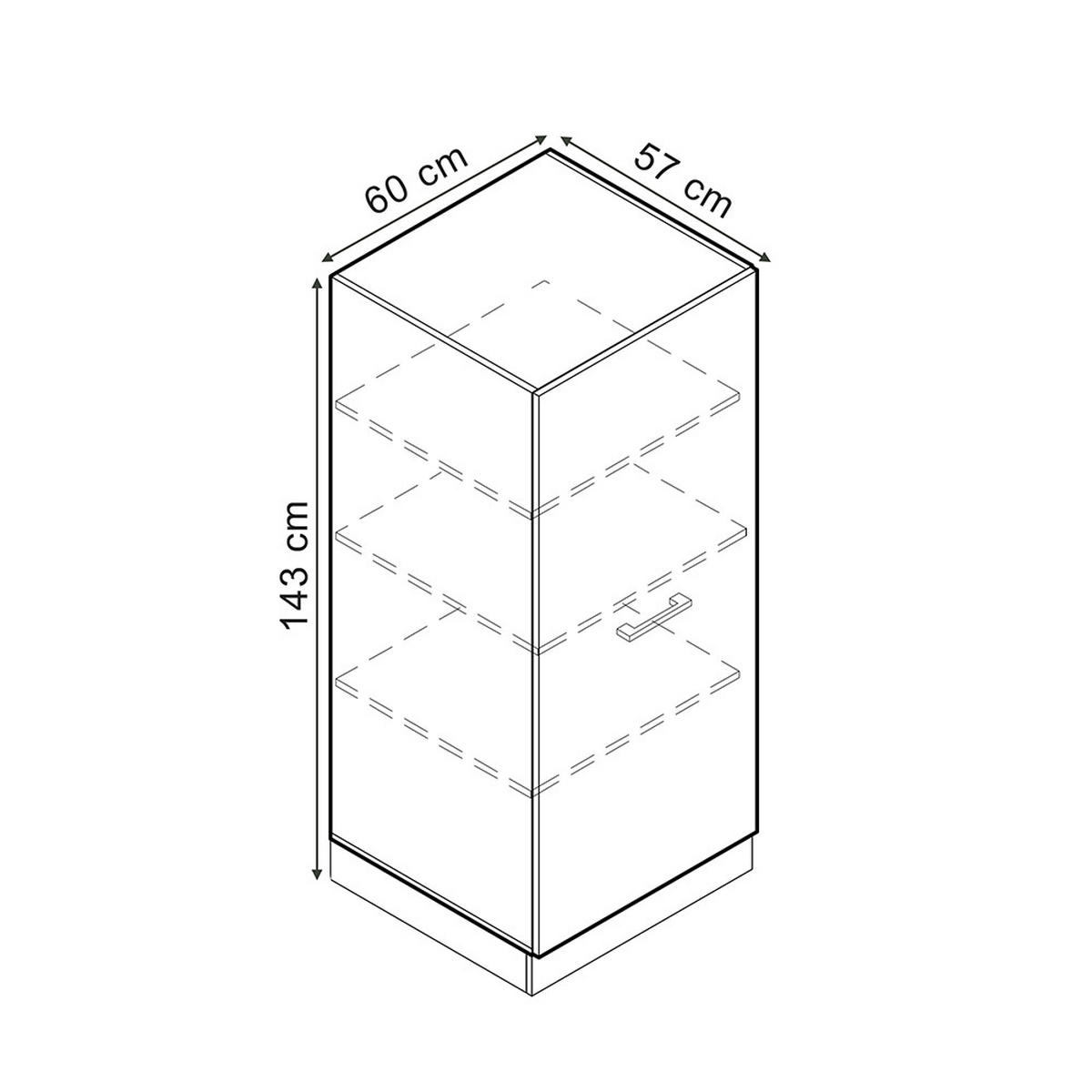 HOCHSCHRANK R-Line Schwarz Hochglanz 60 cm - Schwarz Hochglanz/Anthrazit, Holzwerkstoff (60/143/57cm) - Vicco