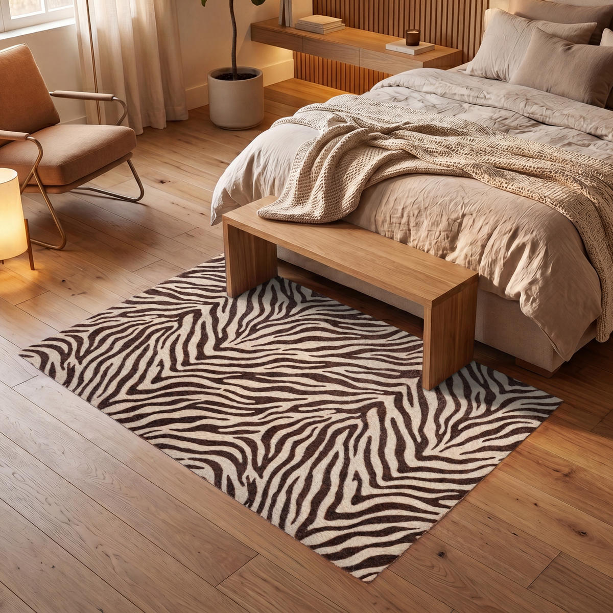 KOBERCE - Zebra - Pruhy - hnedá - 180x120 cm - čierna, textil/plast (180/0.4cm) - OnlyWow