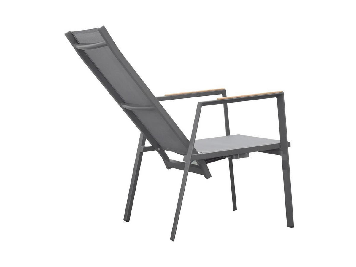 GARTENSTUHL Brisbane 2er-Set Anthrazit Aluminium stapelbar Hochlehner verstellbare Lehne - Grau, Kunststoff (57/111/63cm) - Green Spirit